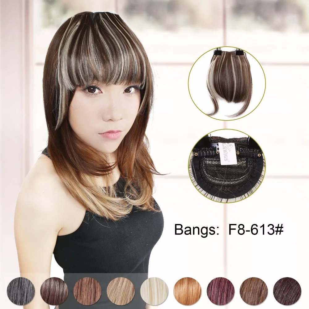 Neitsi Synthetic Clip In Hair Bangs Extension Natural Fringe Bangs