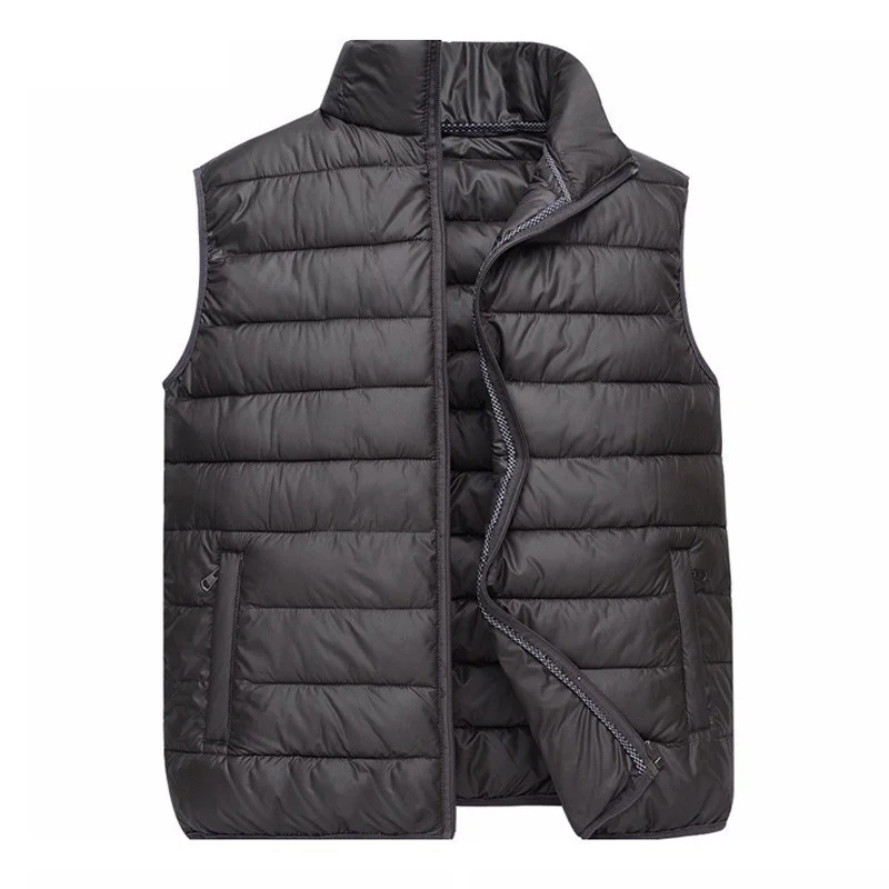 

2018 Autumn Winter New Men Vest Jacket Solid Color Sleeveless Waistcoat Down Jacket Coat Male Casual Cotton Vest Plus Size 4XL