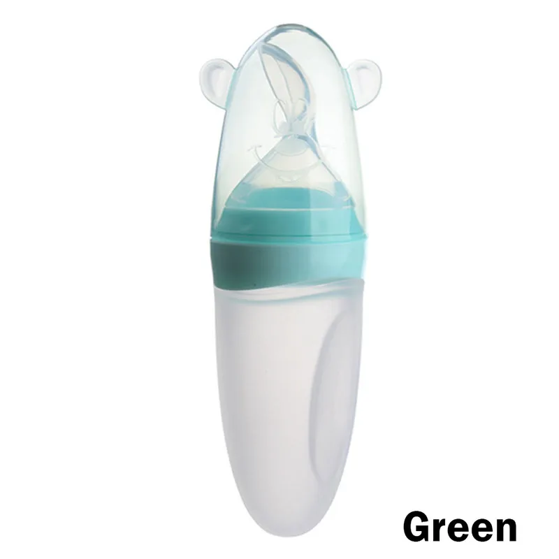 90 мл детская выдавливающая Ложка силиконовая чашка для кормления чашки Совок рисовые мюсли подача силиконовая детская поилка лекарственные Экструзионные инструменты - Цвет: Зеленый