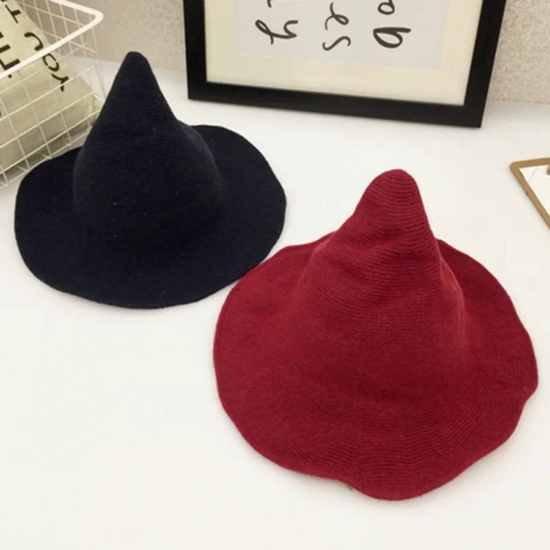 color:CADETBLUE LIUYUNE,Cappello da strega moderno realizzato con lana di pecora di Halloween 