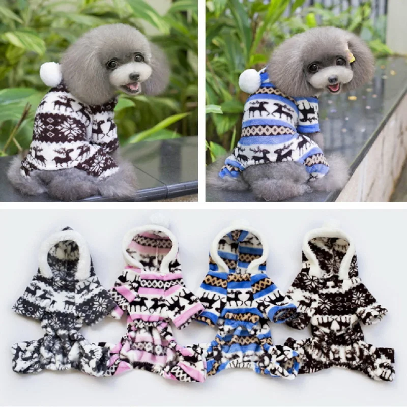 S XXL Soft Pet Dog Jumpsuit Puppy Cat Clothes Fleece Leopard Print Costume Coat Jumpsuit Hoodies