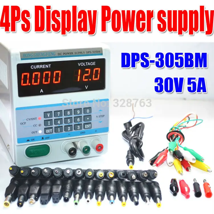 

High precision Digital Adjustable DC Power Supply 0-30V 0-5V +37pcs/set DC JACK For Lab Notebook computer repair EU Plug 220V