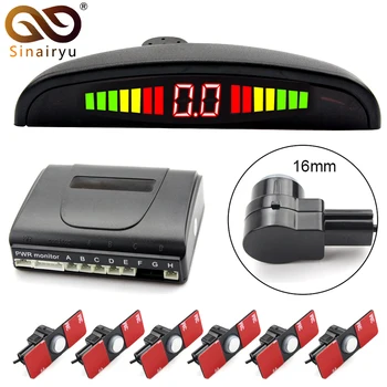 

Sinairyu16mm Flat Parking Sensors, Car LED Parking Sensor Front Rear 6 Sensors For All Cars Reverse Radar Monitor System