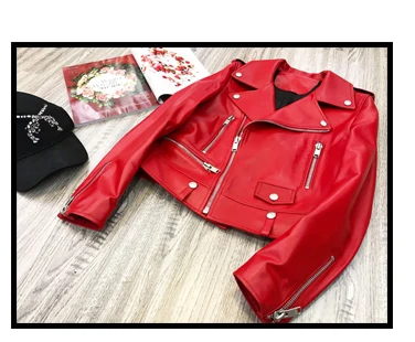 EIFURKOP, Весенняя и осенняя женская красная модная куртка из натуральной кожи, Куртки из натуральной овчины, женские тонкие пальто, Женское пальто - Цвет: Красный