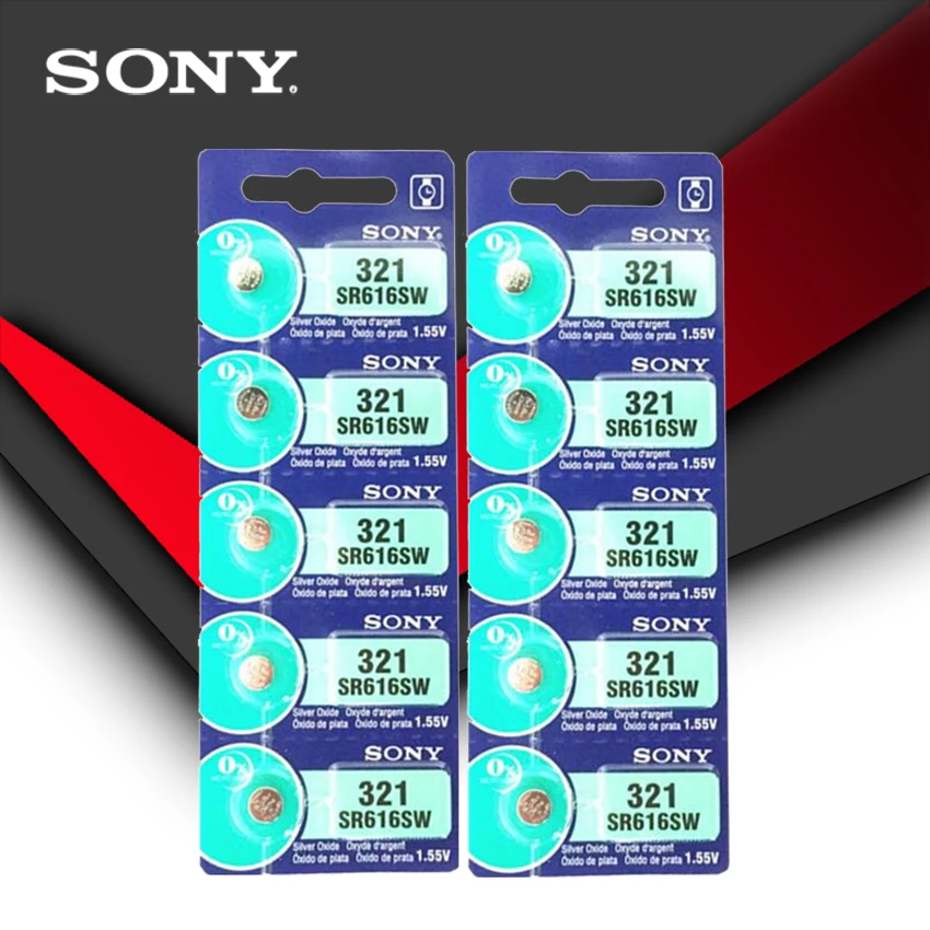 

10pc Sony 100% Original 321 SR616SW 1.55V Silver Oxide Watch Battery SR616SW 321 Button Coin Cell MADE IN JAPAN