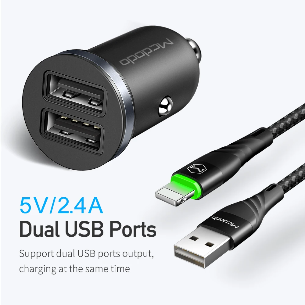 Mcdodo 12 W شحن سريع مزدوج شاحن سيارة USB صغير الهاتف المحمول قرص شاحن USB سيارة الهاتف محول للشحن في سيارة ل فون