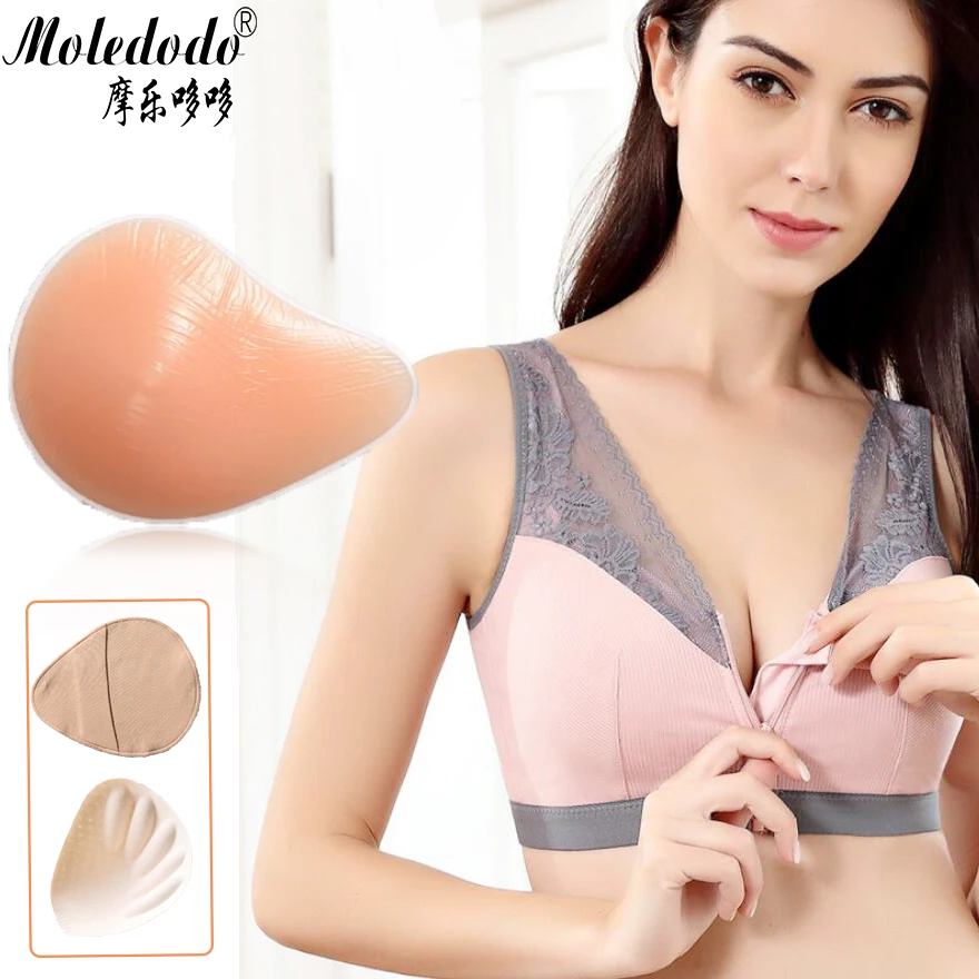 Silicone Breast Forms and Front Zipper Open Mastectomy Bra