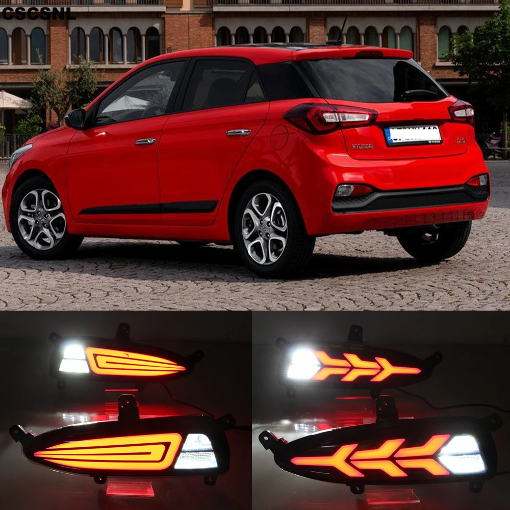 

2PCS Multi-function LED Reflector Lamp Rear Fog Lamp Bumper Light Brake Light Auto Bulb Reverse Light For Hyundai I20 2018 2019