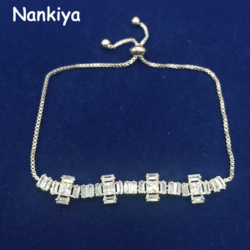 

Nankiya Fashion Zircon Charm Bracelets Leaf Shape Sparkling CZ Adjustable Bangles Jewelry for Women Dubai Jewelry Gift NB140