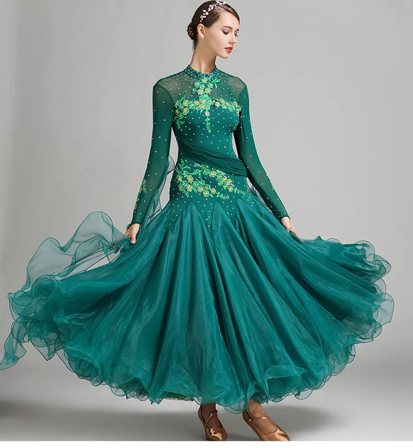 Новое современное высококачественное бальное танцевальное платье для выступлений