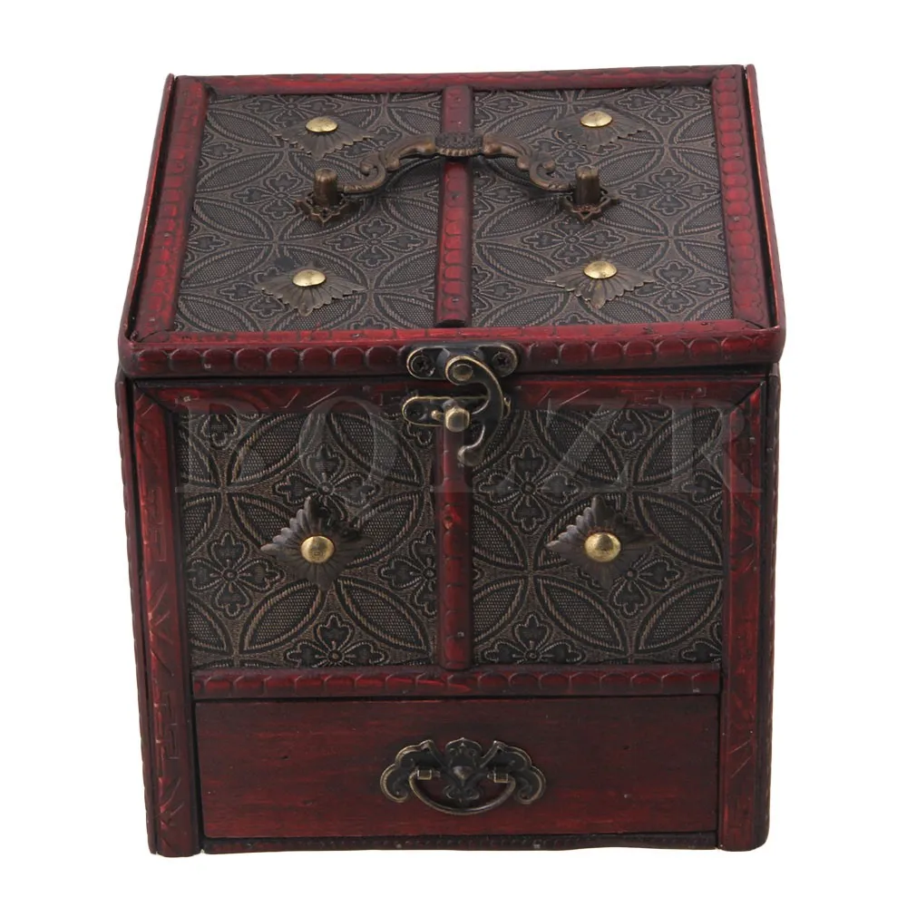

BQLZR 19x8x5.3cm Retro Old Stye Wooden Jewelry Box Case Storage Crate Box