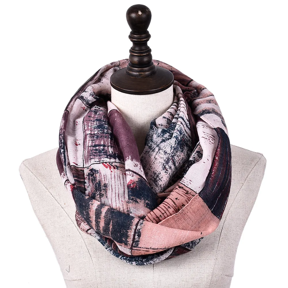 

Guttavalli Women New Plaids Painting Printing Ring Shawl Female Geometric Stripes Loop Wrap Winter Chevron Warm Infinity Scarves