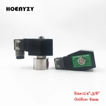 1/" 3/8" Нормально закрывающийся клапан соленоидной воды высокого давления 304 нержавеющая сталь AC 110 V/220 V DC 12 V/24 V отверстие 6 мм 100 бар/10 МПа