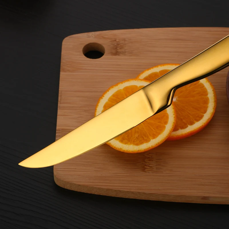  4PCS Stainless Steel Rainbow Fruit Knife Sharp Table Knives Set Restaurant Cutlery Dinner Knife Gol