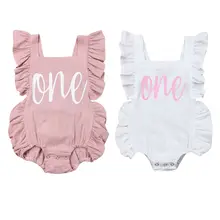 Новые Комбинезоны Комплекты одежды для маленьких девочек на первый день рождения Летний комбинезон