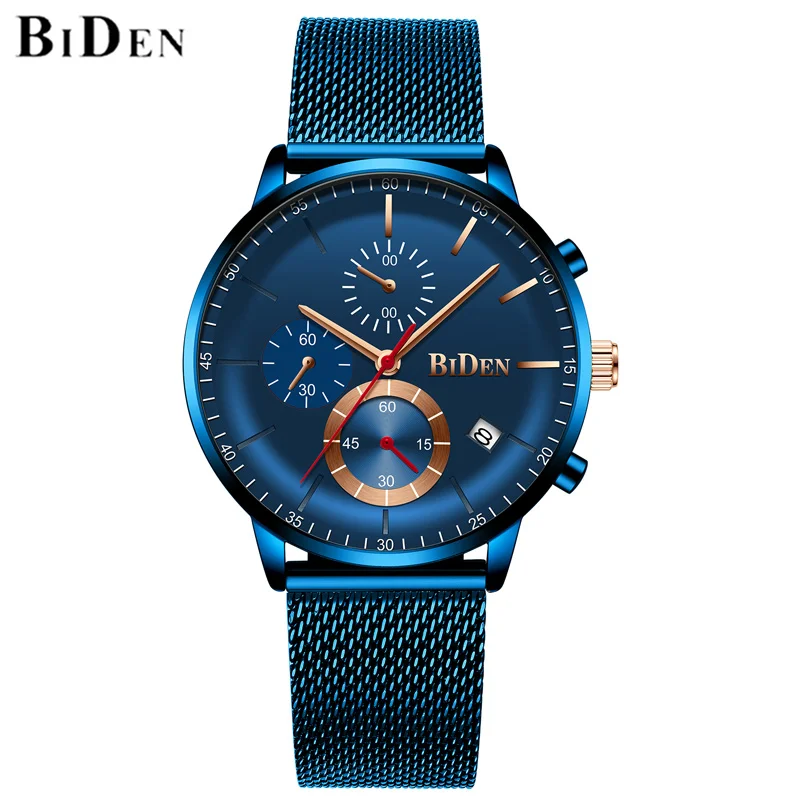 BIDEN мужские часы Топ люксовый бренд модные синие аналоговые кварцевые часы мужские военные спортивные водонепроницаемые наручные часы мужские повседневные часы