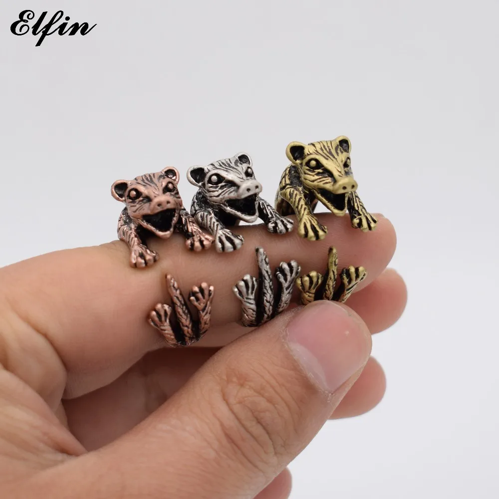 

Elfin Wholesale Vintage Adjustable Opossum Ring Men Fashionable Cute Jewellery Rings For Women Anillos Mujer Warcraft