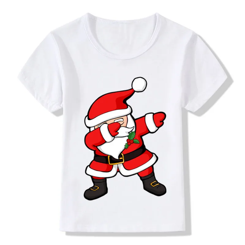 Забавная детская футболка с рисунком Санта Клауса, детская Рождественская одежда с героями мультфильмов, летняя хлопковая Футболка с круглым вырезом для маленьких мальчиков и девочек - Цвет: DIY1