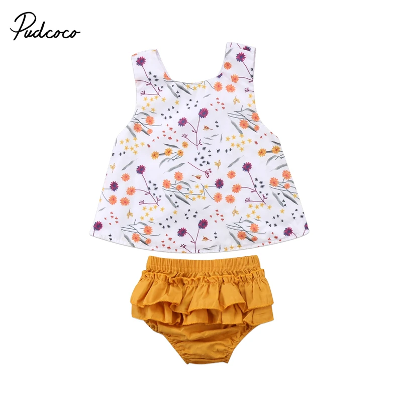 

pudcoco Lovely baby girl summer clothes sets Newborn Kids Baby Girls Outfit Floral T-shirt Tops bebe Shorts clothing Set girl