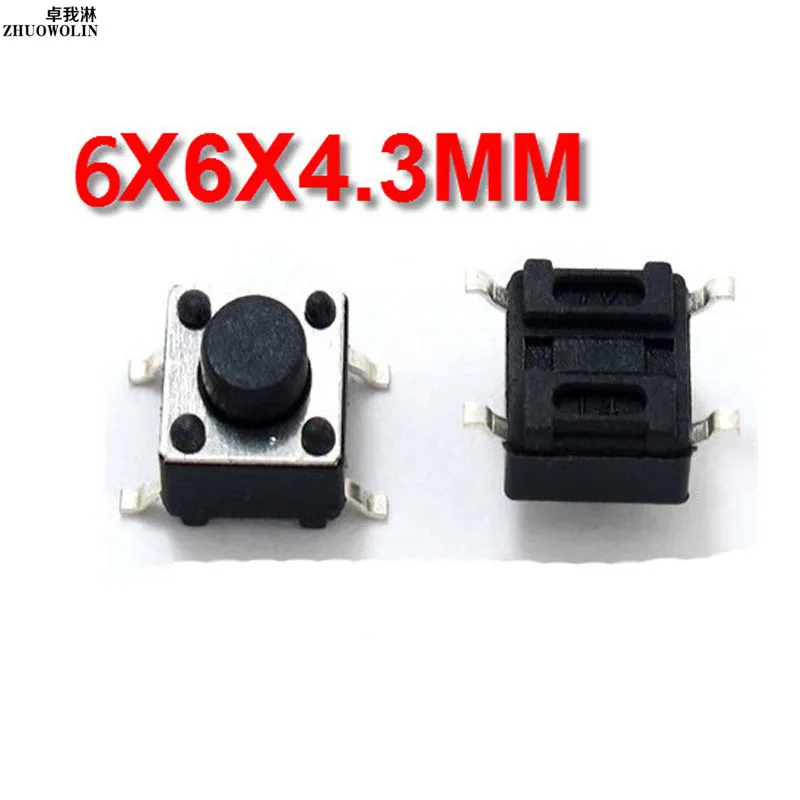 40PC/Lot SMT 6X6X4.3(h)MM Tactile Tact Push Button Micro Switch