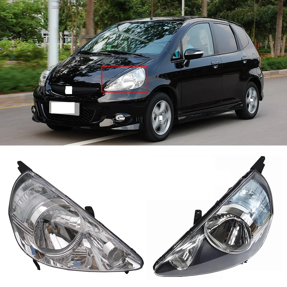 

CAPQX For Honda FIT JAZZ GD1 GD3 2003 2004 2005 2006 2007 Hatchback Front Headlight headlamp head light lamp Black or white