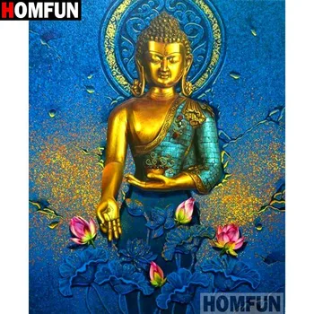 

HOMFUN Full Square/Round Drill 5D DIY Diamond Painting "Religious Buddha" Embroidery Cross Stitch 5D Home Decor A15462