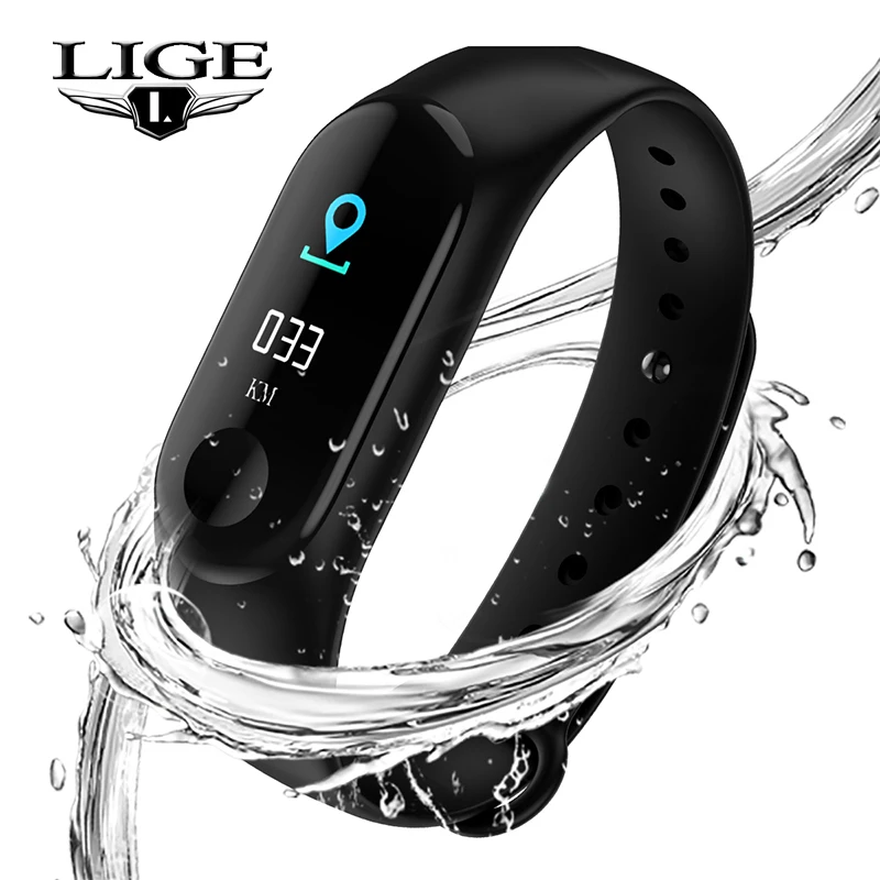 

LIGE 2019 New Smart Watch Men Heart Rate Blood Pressure Monitor Fitness Tracker Fitness Watch Smart Bracelet PK Mi Band 3+Box