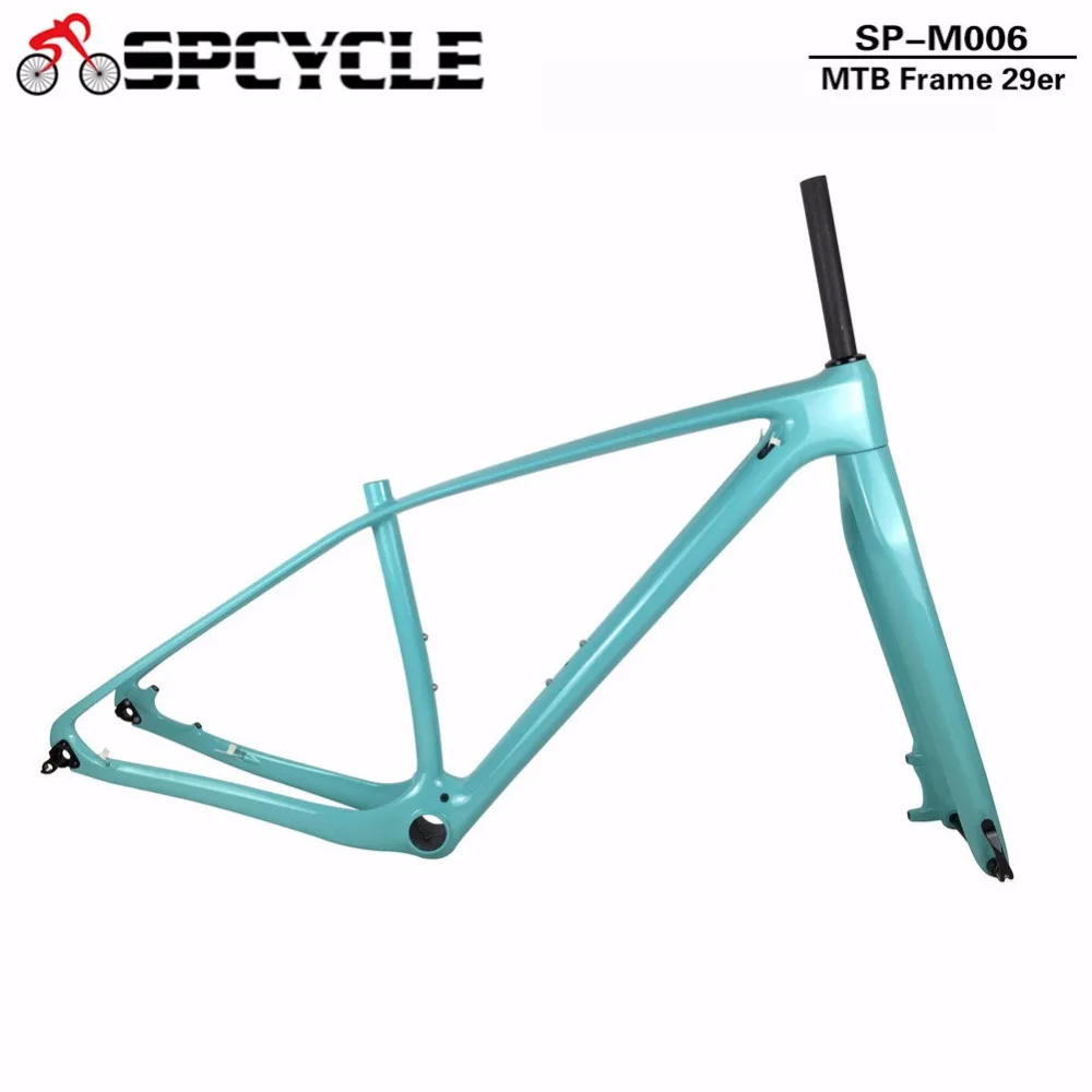 Clearance Spcycle 29er Full Carbon MTB Mountain Bike Frame & Rigid Forks 29er MTB Bicycle Carbon Frameset Thru Axle 142*12mm & 100*15mm 1