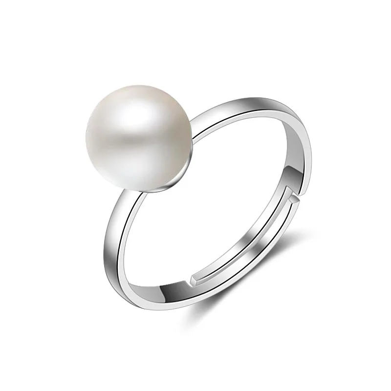 

New Simple Dedign Imitation Pearl Wedding Party Rings For Woman Adjustable Open Finger Ring For Engagement