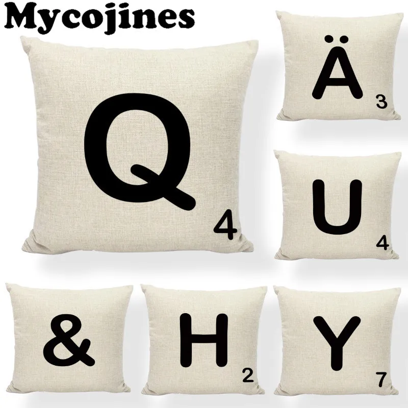 

New Design Alphabet Scrabble Tiles Cushion Cover Classic Game 43*43cm 26 Letters Home Office Couch Rock Chair Throw Pillow Case
