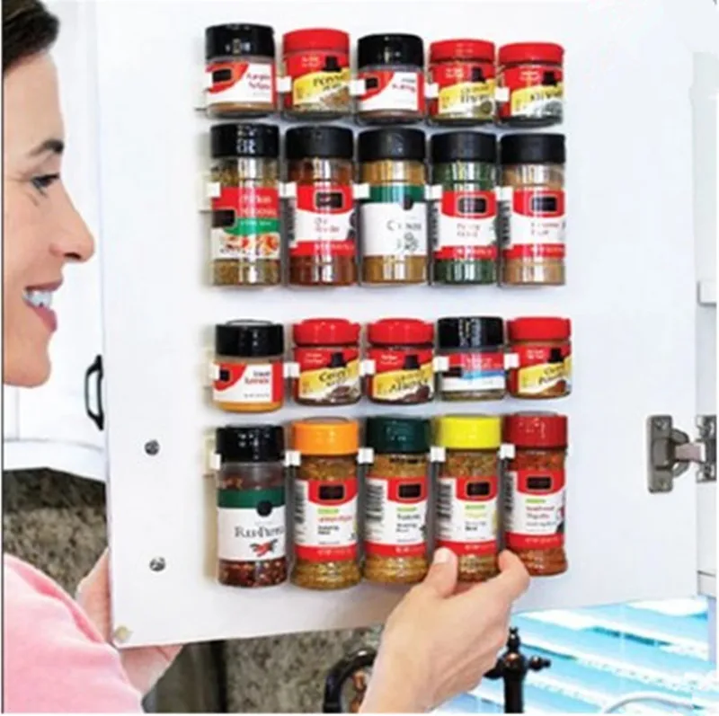 

4PCS/SET 20 Cabinet Clip N Store Home Kitchen Organizer Stick Spice Rack Storage Gripper Holder Kitchen Gadgets Cooking tools