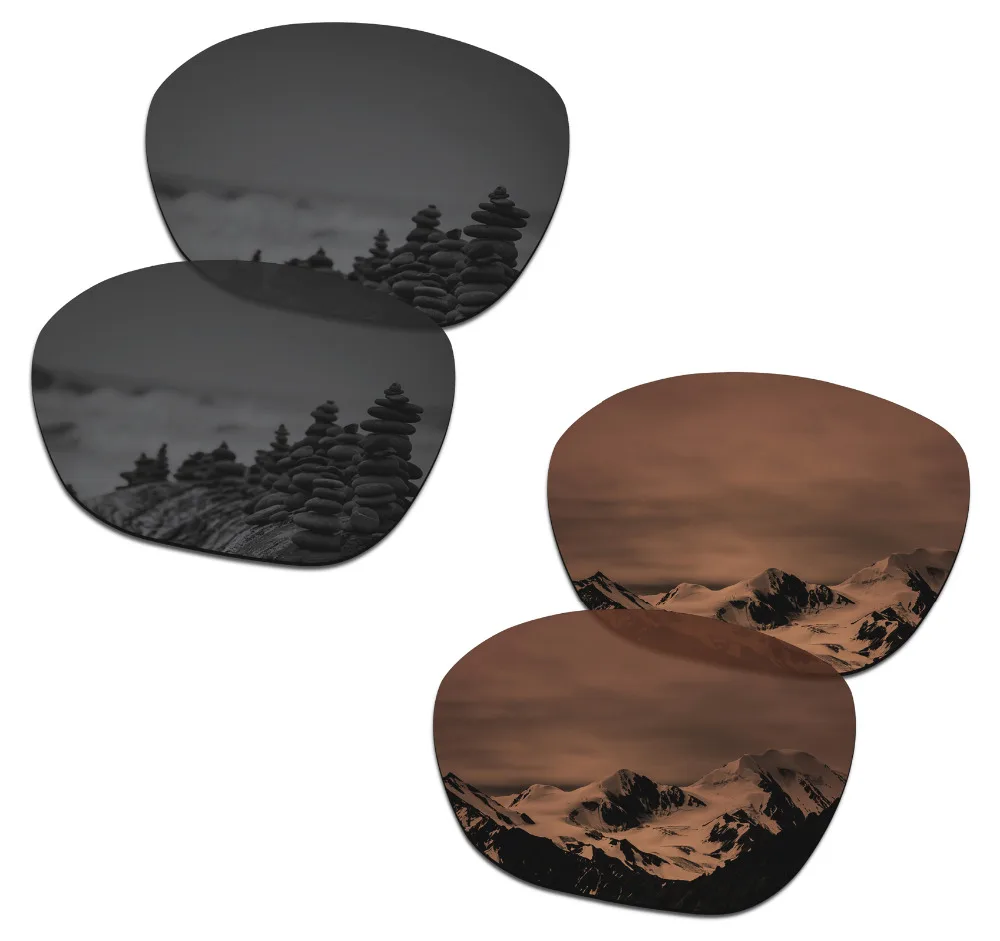 

SmartVLT 2 Pairs Polarized Sunglasses Replacement Lenses for Oakley Overtime Stealth Black and Amber Brown