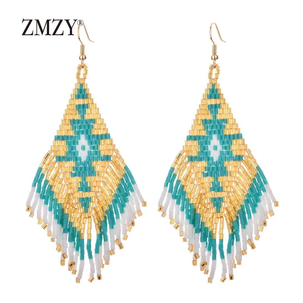 ZMZY Ethnic Earings Fashion Jewelry Boho Drop Earrings for Women Bohemian Long Tassel Crystal Bead Handmade Earring Fringe Gifts - Image 2
