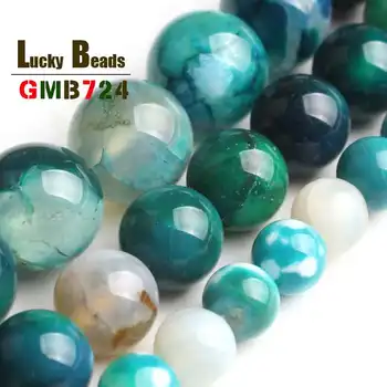 

Natural Blue Ice Craked Agates Stone Beads Round Loose Spacer Beads For Jewelry Making DIY Bracelet Necklace 15" 6mm 8mm 10mm