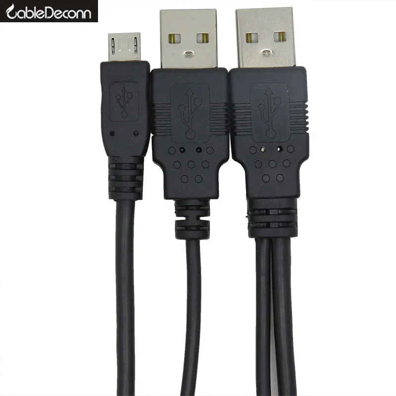

2pcs USB 2.0 two Male to Micro USB 5P Male Y Cable,80cm for Hard Disk Drive Case