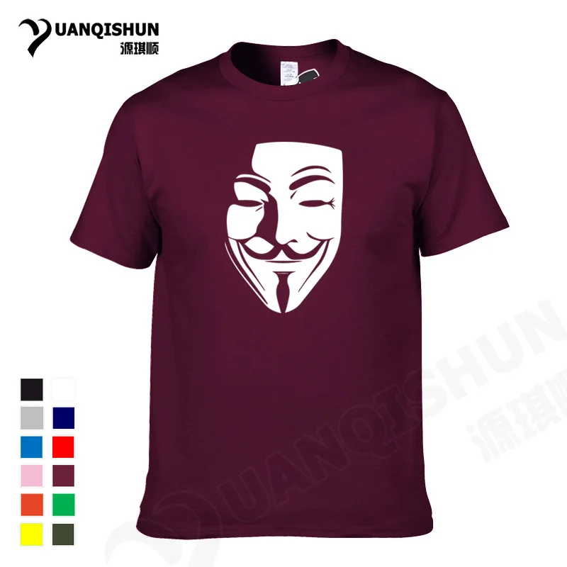 YUANQISHUN Бутик футболка фильм V для Vendetta печатные футболки дизайн Вендетта маска