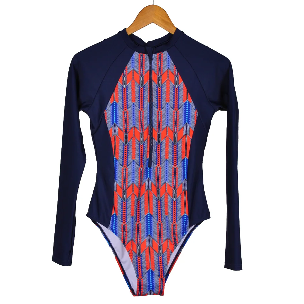 Professional swim wear Half пуловер на молнии с длинными рукавами цельный купальный костюм женский летний пляжный спортивный купальный костюм Купальники
