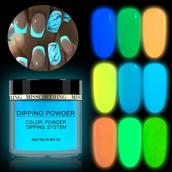 

1 Pot 10ml Dipping Powder Luminous Dip Nail Powders Glitter Shining Fluorescent Pigment Dust Nail Art UV GEL Polish Decorations