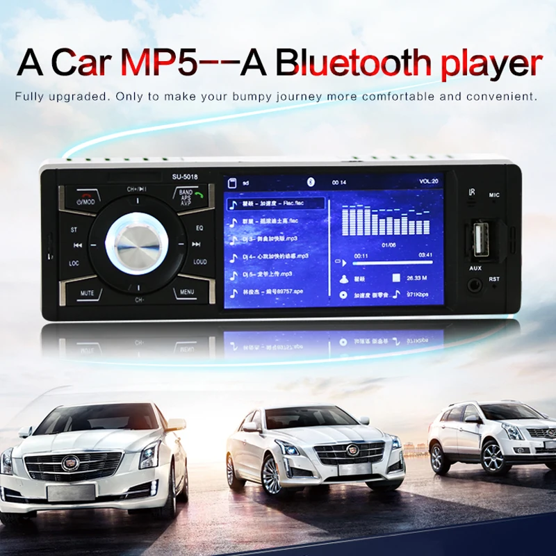 

12V 4.1 Inch 1 Din Bluetooth HD Car Stereo Radio MP3 MP5 Player Support USB / FM / TF / AUX In