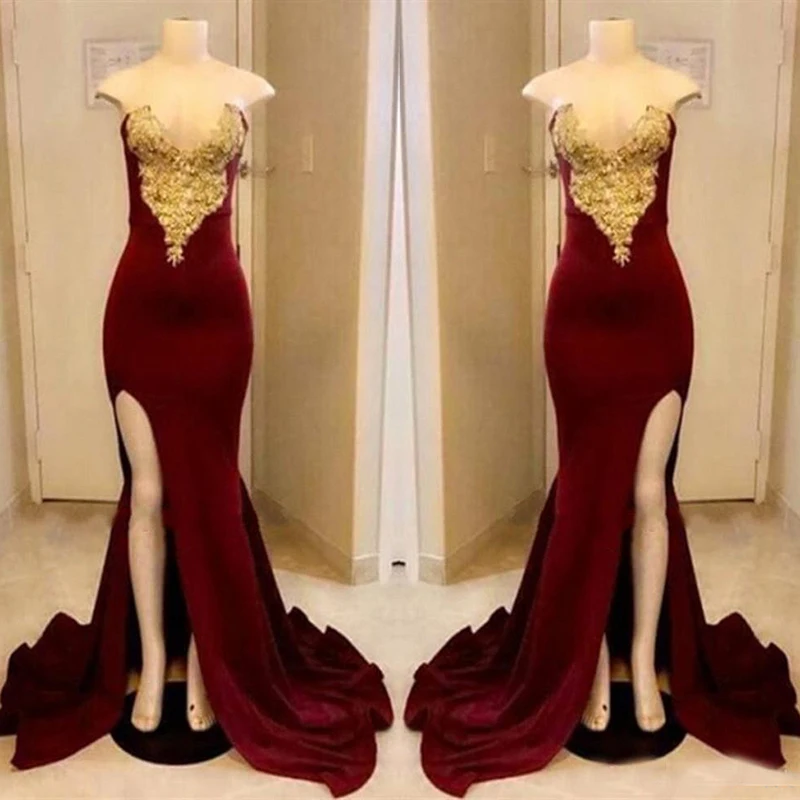 dark red and gold dress