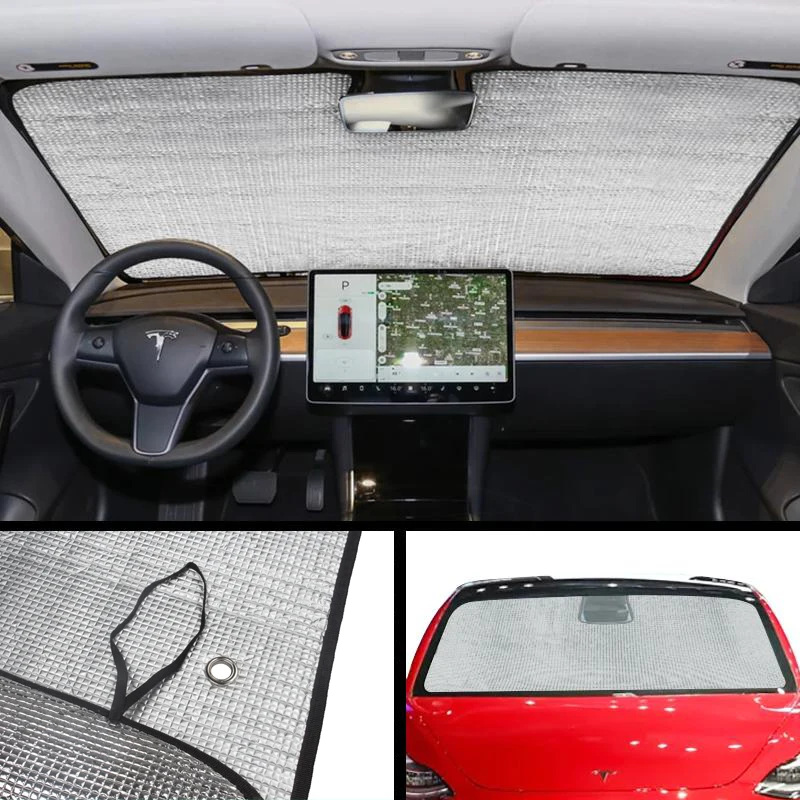 

Car Heat Shield Windshield Sunshade Sun Visor Window Cover Silver For Tesla Model 3