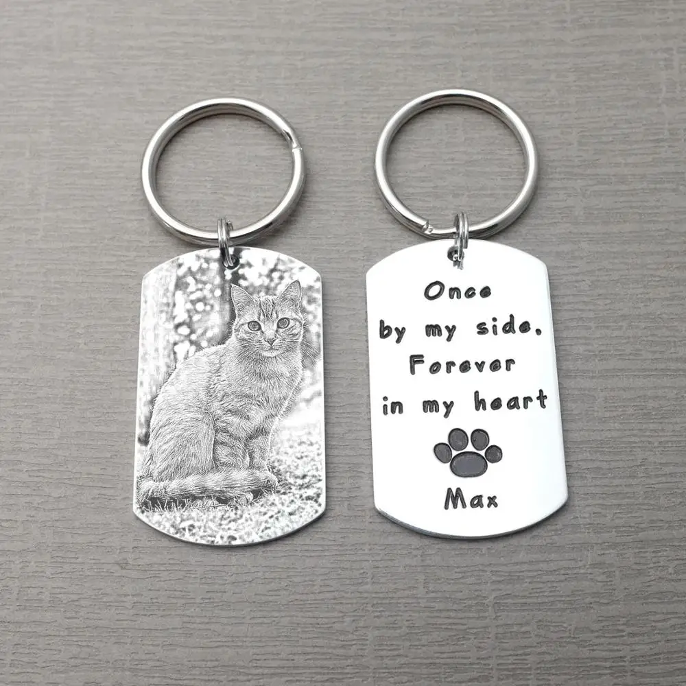Брелок для ключей, персонализированный брелок для ключей с изображением кошки, подарок для потери питомца, брелок для ключей с фотографией на заказ для вашего питомца, памятный подарок для питомца