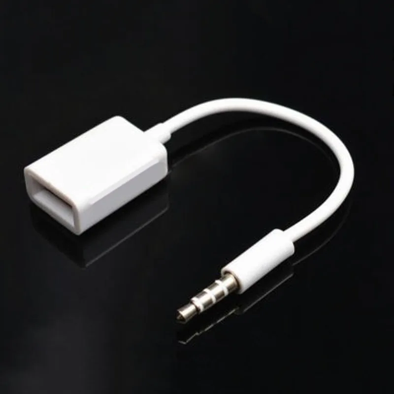 12v Car 3.5mm Male AUX Audio Plug to USB 2.0 Female Converter Adapter Cable New