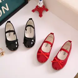 2019 новые весенние детские туфли на плоской подошве для девочек кожаная женская обувь детские туфли принцессы детская обувь с бантом для