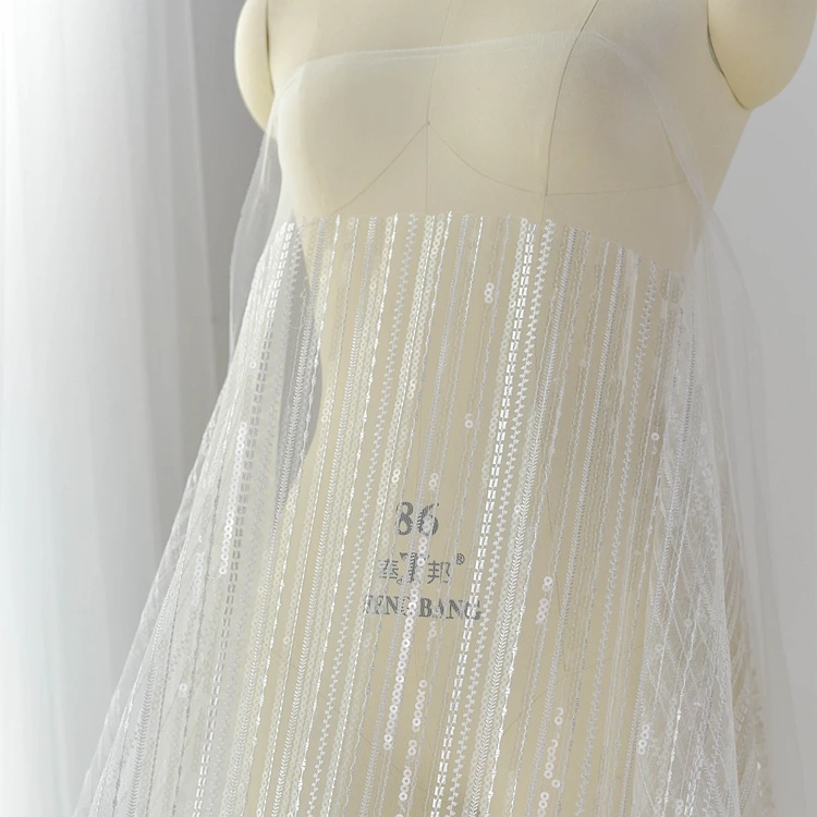 sequins embroidery lace for wedding dresses 2