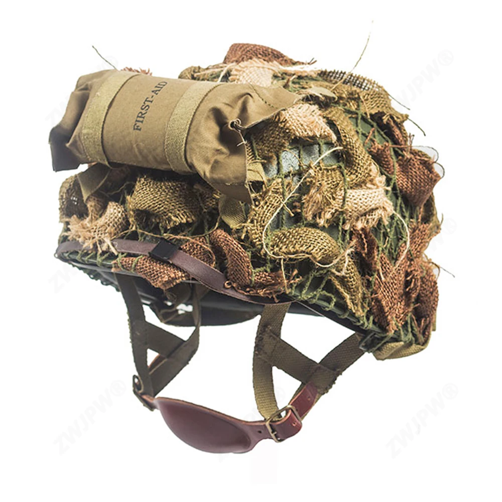 Exército dos Eua Capacete com Tropas Aerotransportadas e Rede de Camuflagem Americana Ww2 M1c