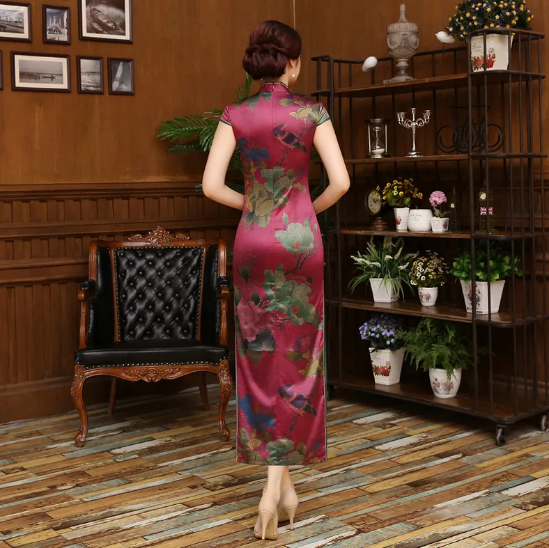 2017 Китайский традиционный одежда дизайн одежды долго Cheongsam Длинные рукава вечернее платье традиционные платье Ципао Qipao