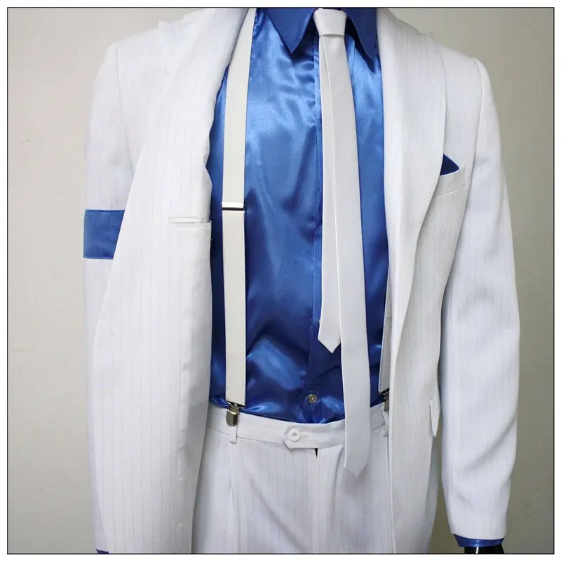 Michael Jackson Smooth Criminal Jacket shirt White Stripe Blazer for impersonator