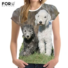 FORUDESIGNS/милые женские футболки с 3D принтом собаки бедлингтона терьера модные брендовые дизайнерские короткие футболки подходят дышащие футболки