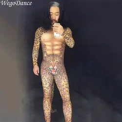 Новый сексуальный модный мужской костюм леопарда Тигра для ночного клуба DJ dancer с хвостом Бесплатная доставка